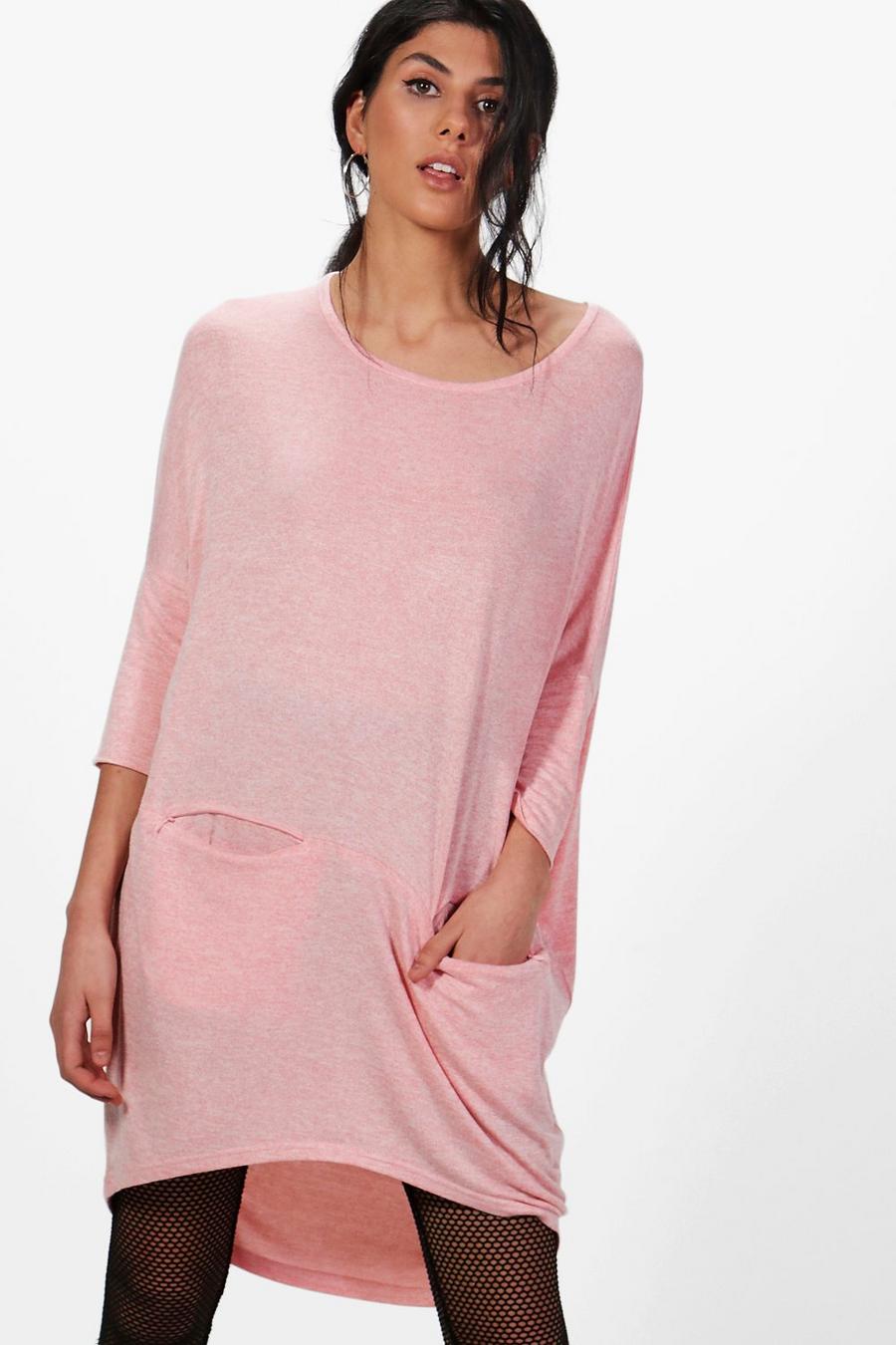 Pink Melissa Slouchy Oversized Marl Knit Top image number 1