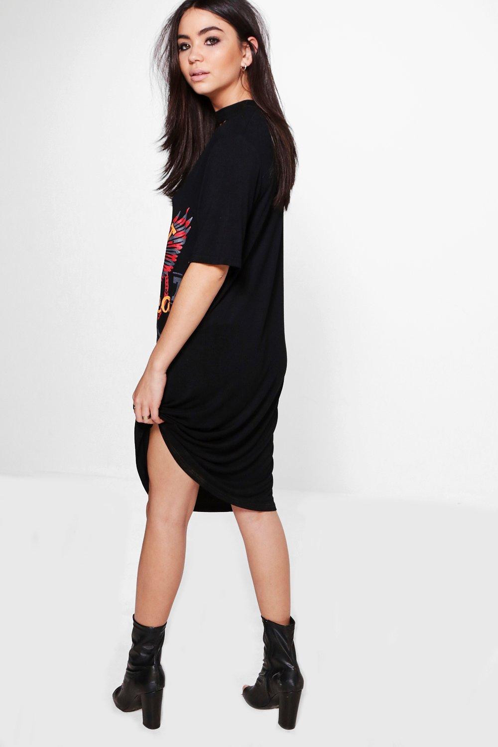 Choker neck cheap t shirt dress