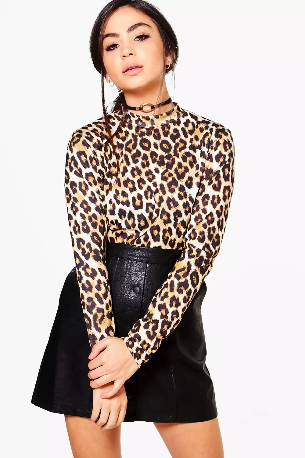 Multi Robyn Leopard Print Roll Neck alternative image