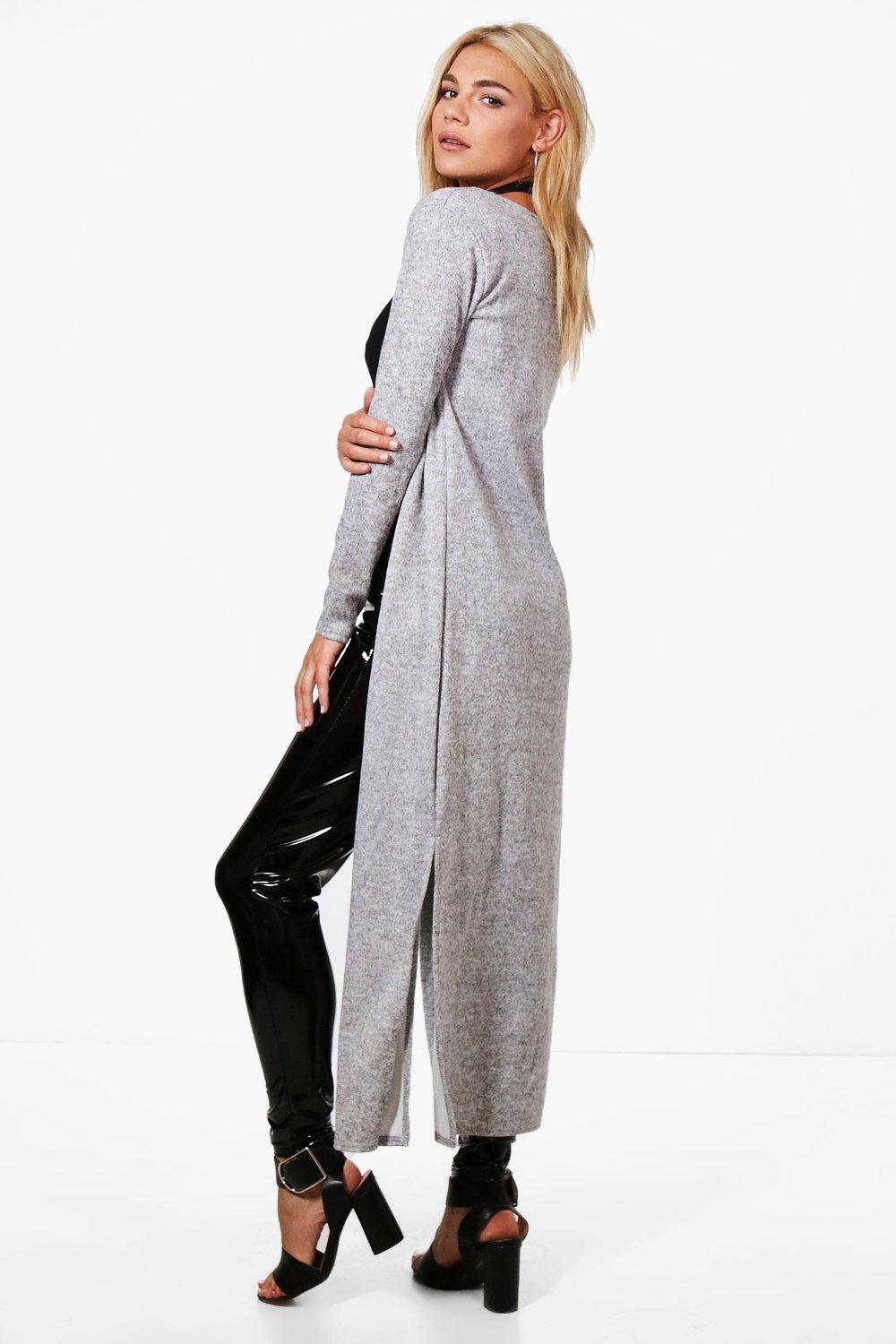 Long black cardigan shop with side slits