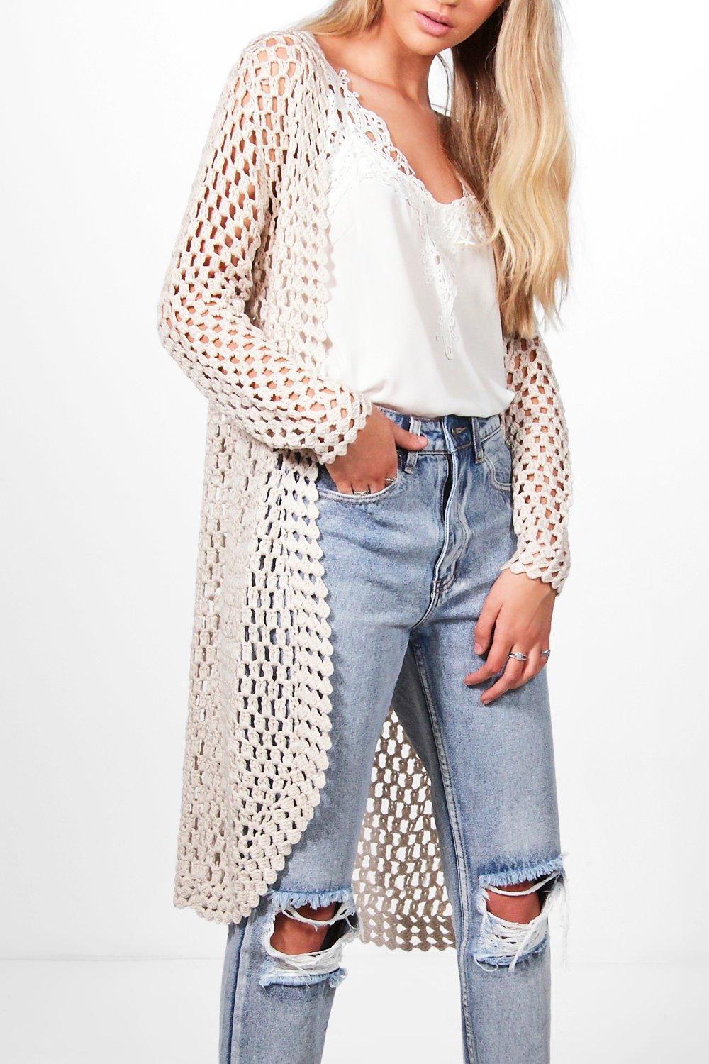 Long crochet outlet cardigan