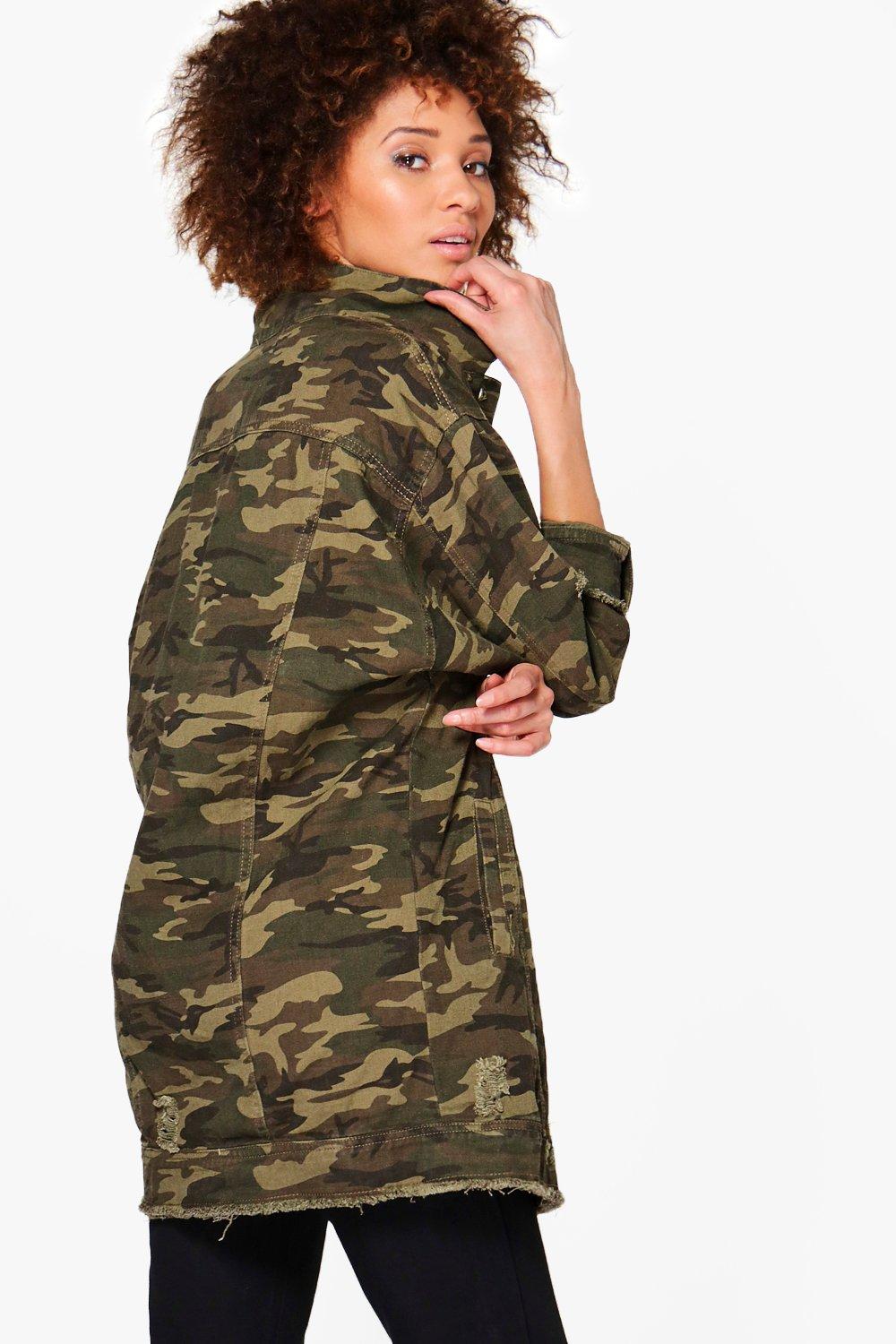 distressed camo jacket