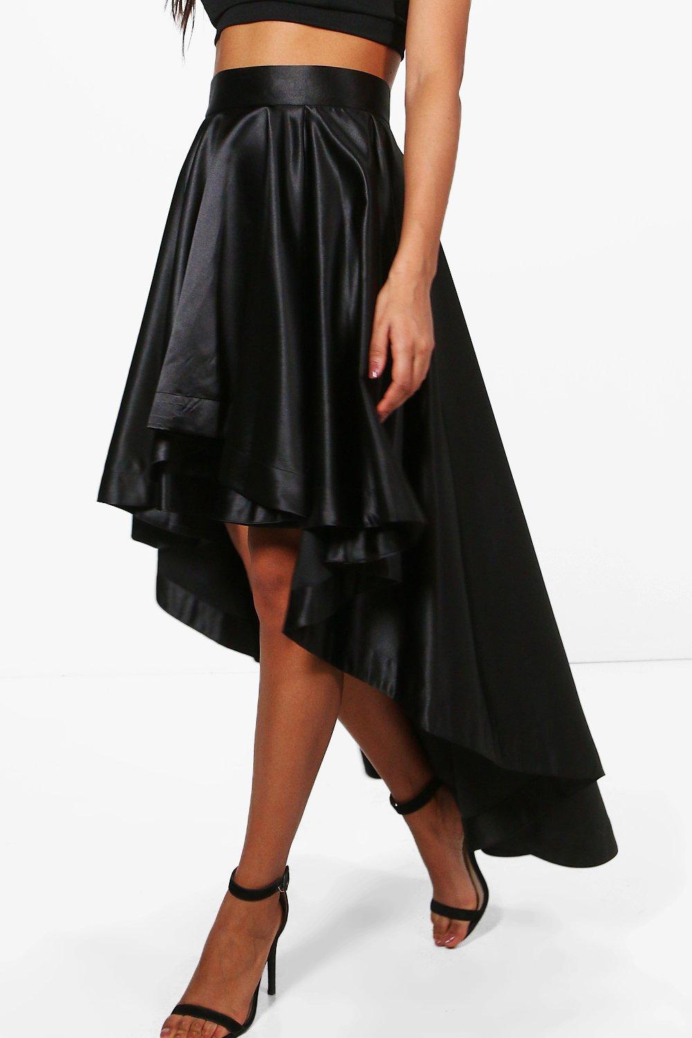 Satin dipped 2025 hem maxi skirt