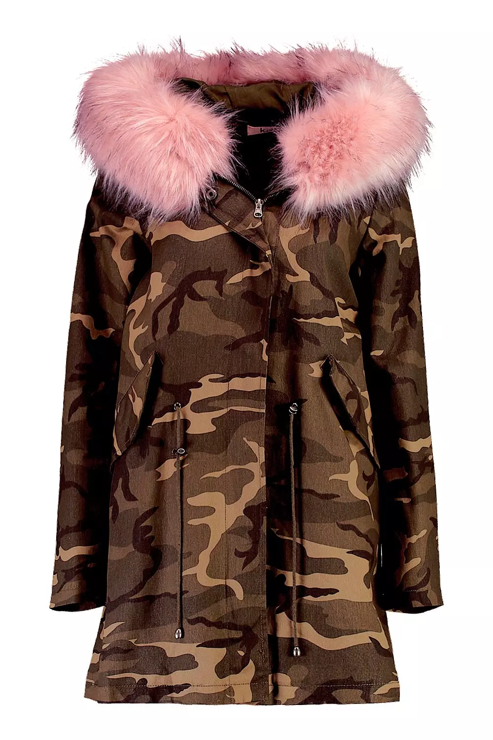 Camo jacket with pink fur hood best sale