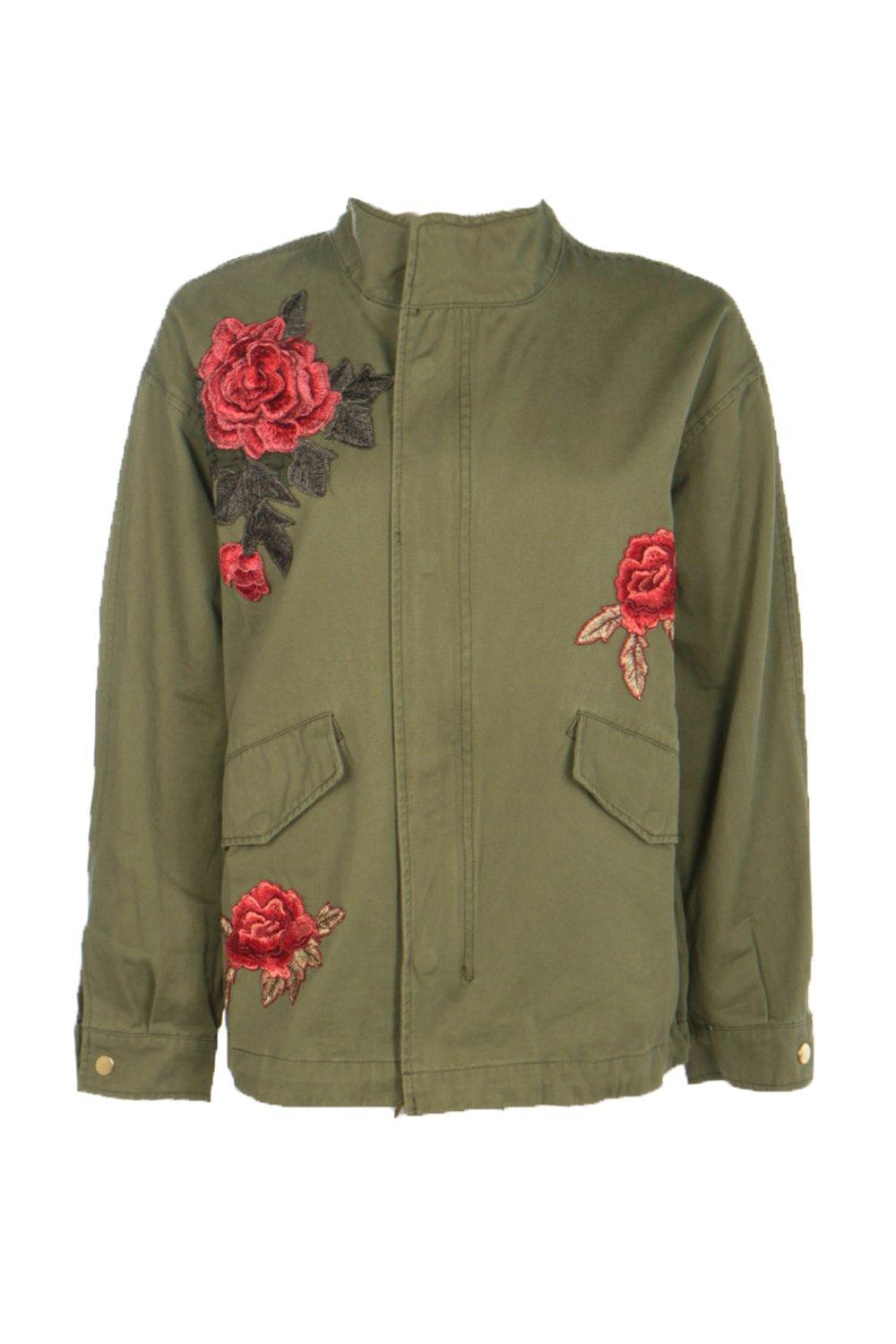 Elizabeth Boutique Rose Embroidered Military Jacket | boohoo USA Elizabeth Boutique Rose Embroidered Military Jacket | boohoo USA