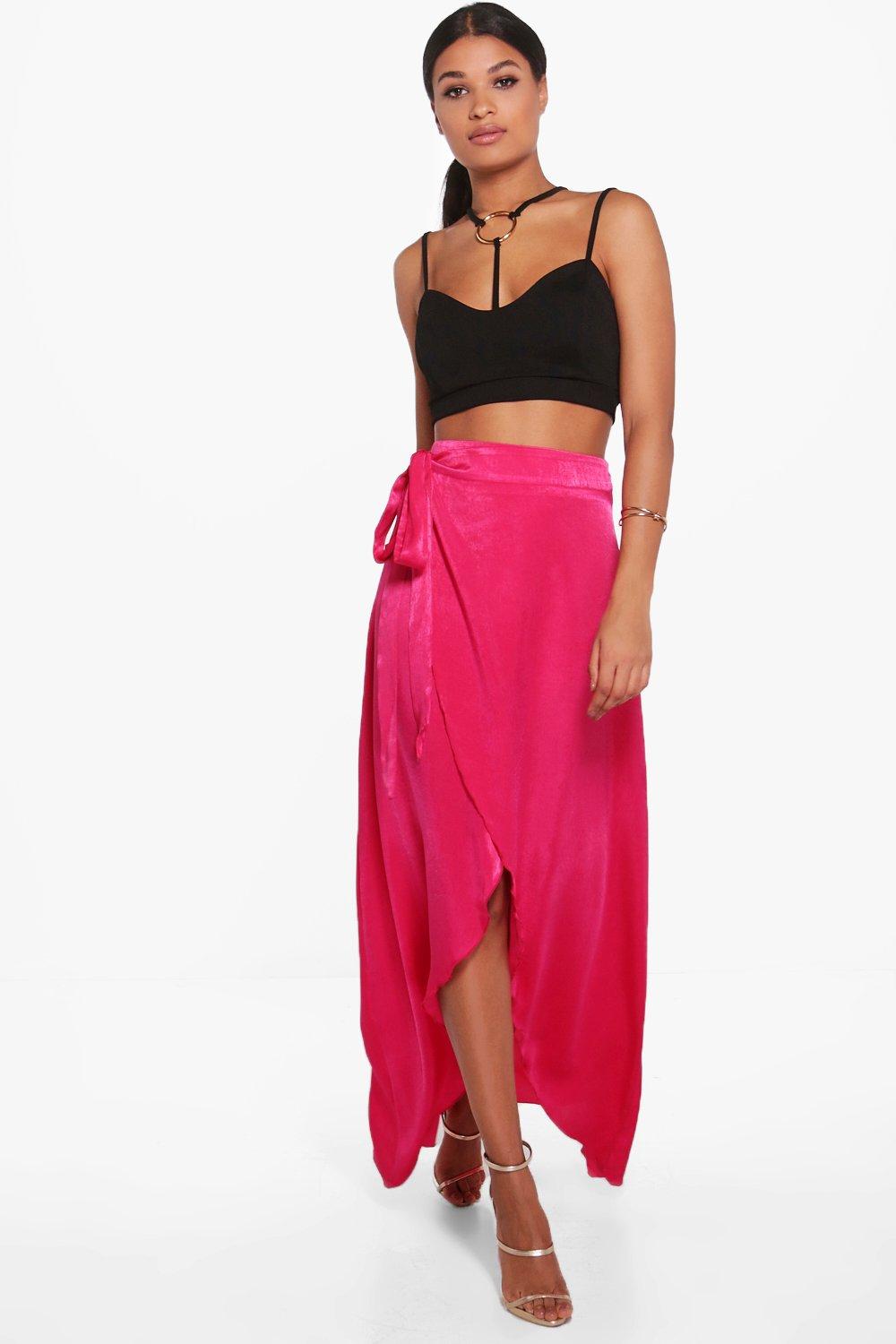 tie waist wrap maxi skirt