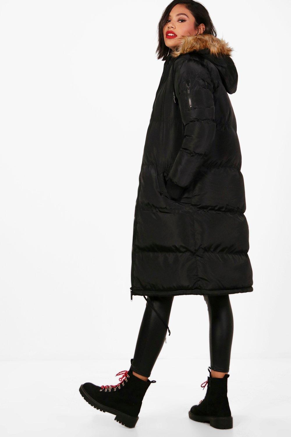 boohoo longline padded coat