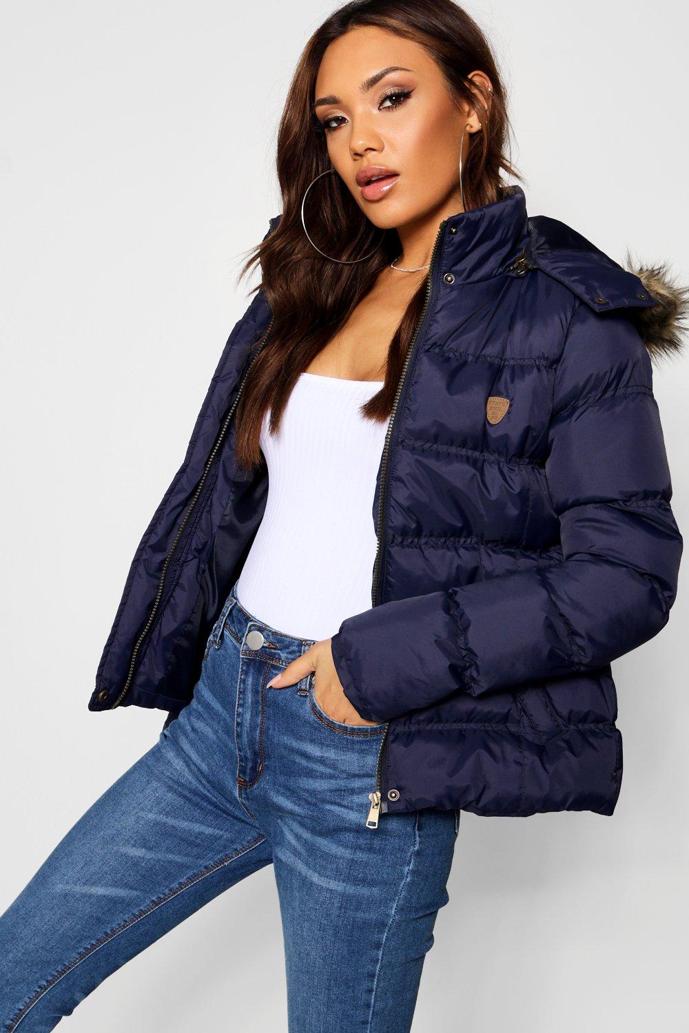 womens short black quilted jacket