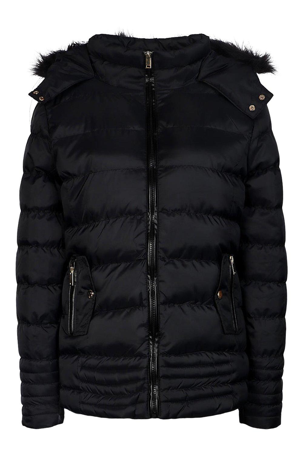 Boohoo quilted faux fur jacket hotsell