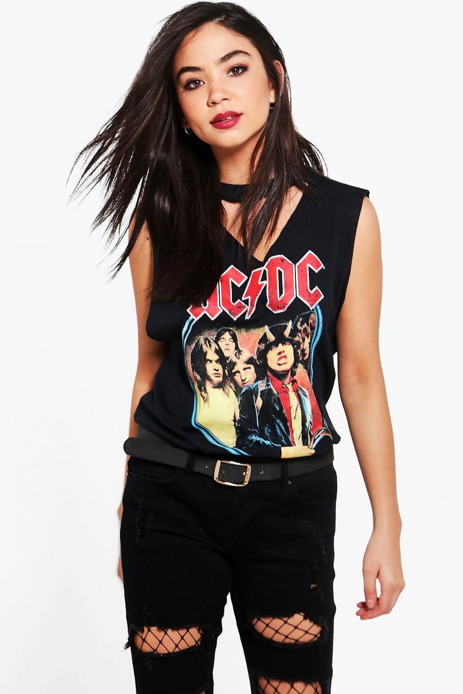 Camiseta de banda AC/DC Raegan gargantilla cuello licencia image number 1
