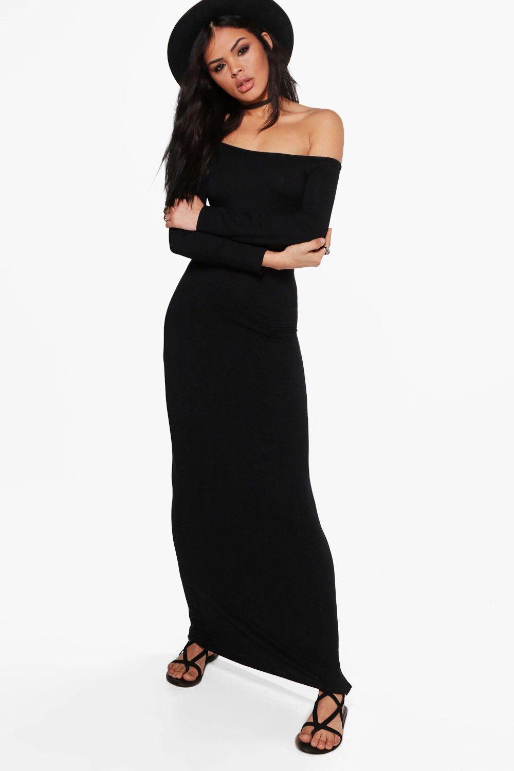 long sleeve off shoulder maxi dress