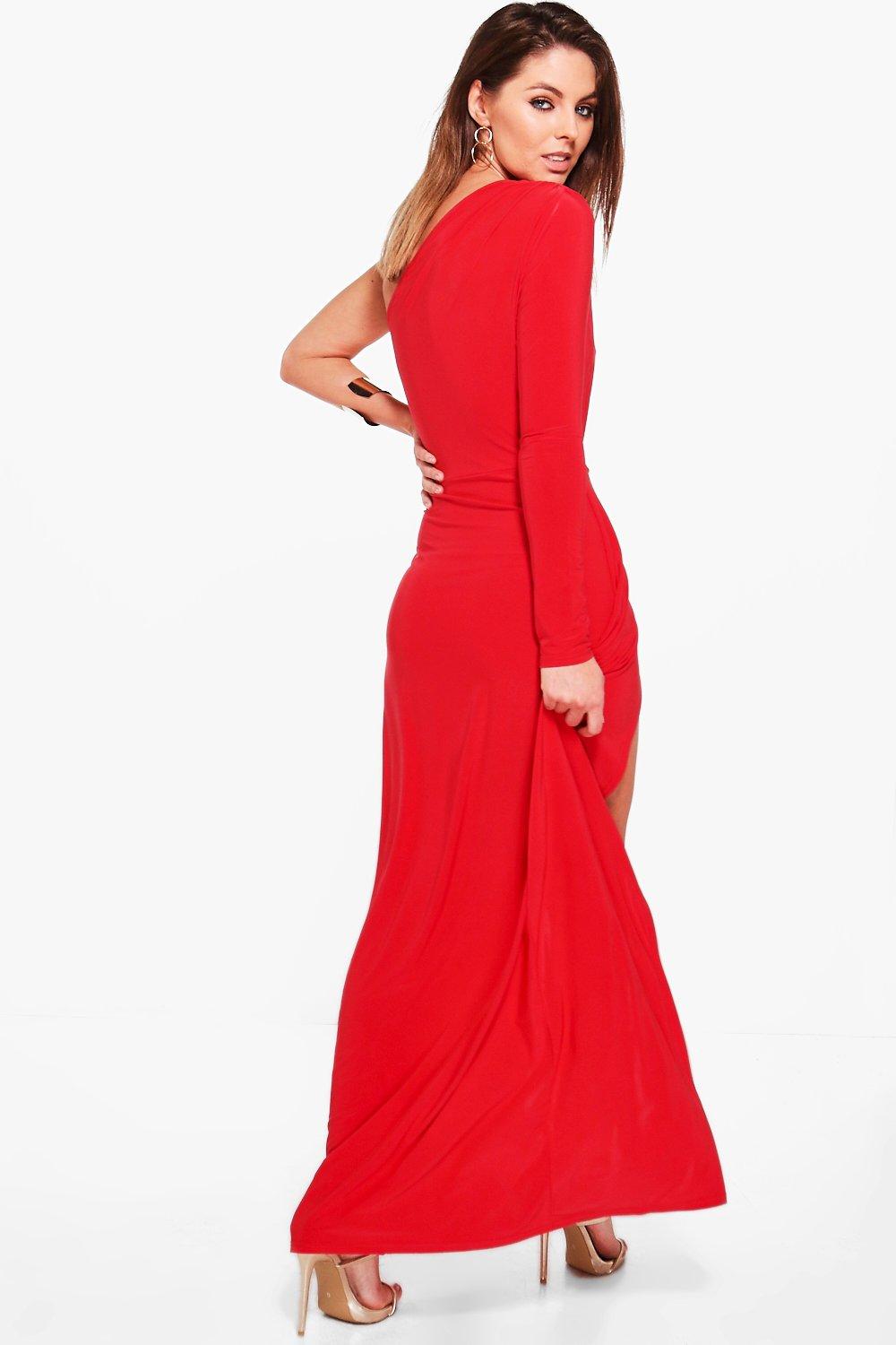 One shoulder outlet slinky maxi dress