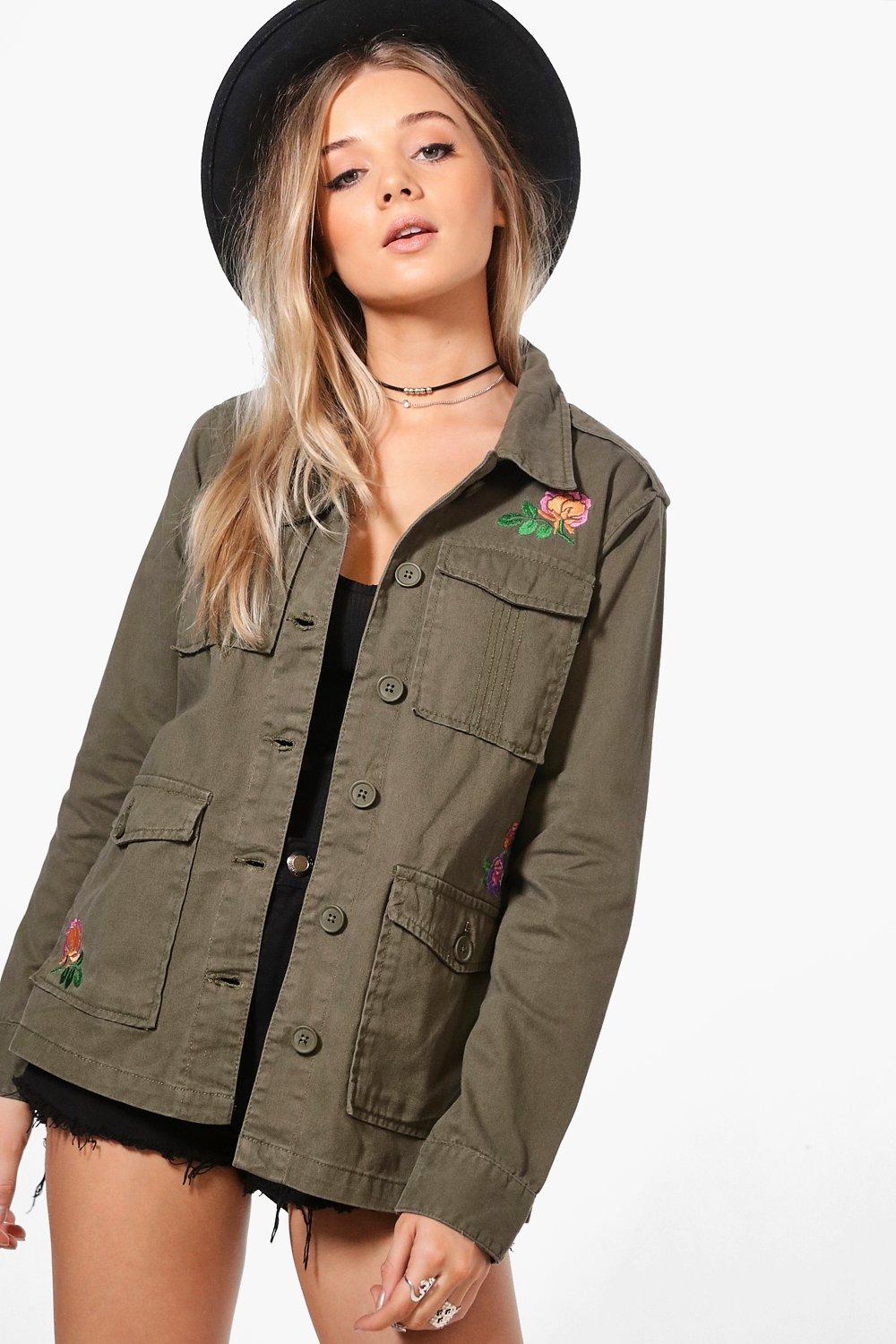 khaki floral jacket