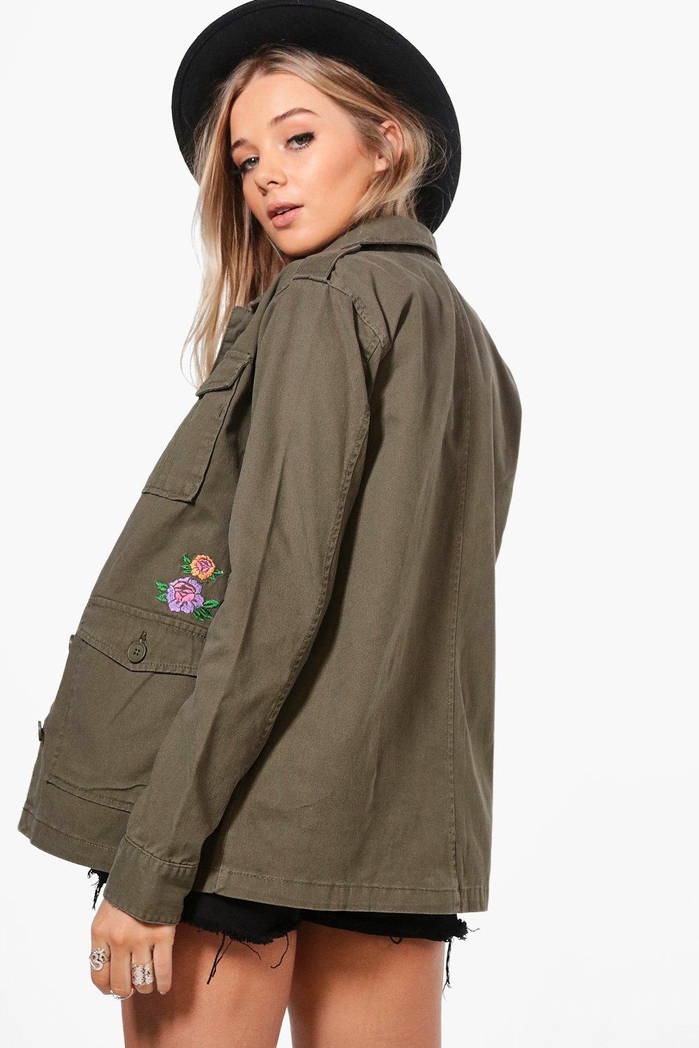 Patterned Utility Jacket - Khaki green/patterned - Ladies