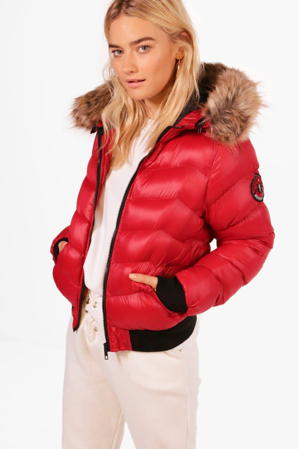 padded jacket with faux fur hood