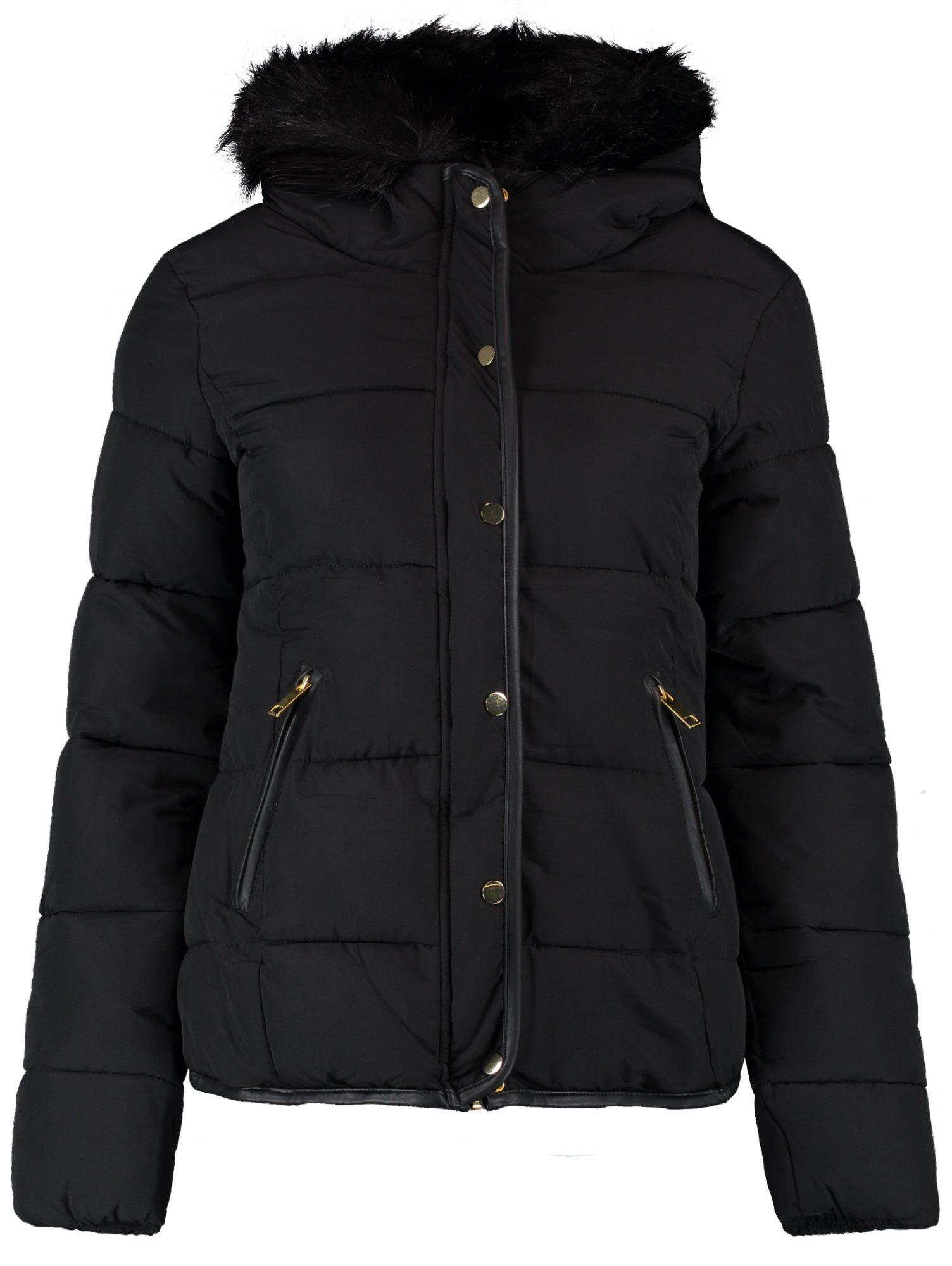 Fitted puffer coat with fur clearance hood