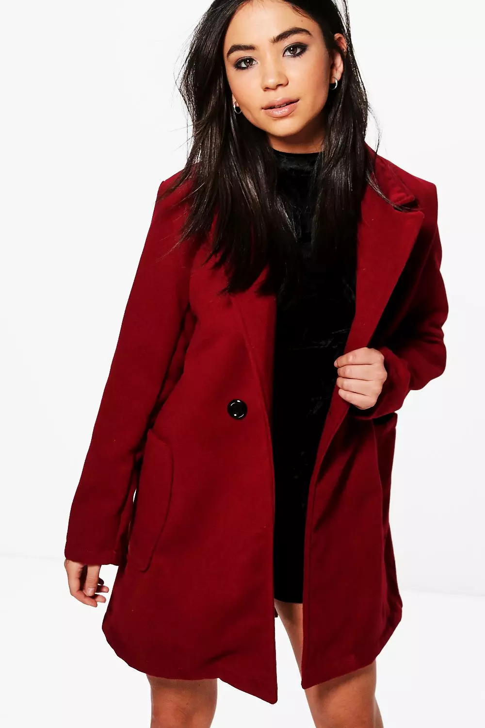 Red boyfriend coat top