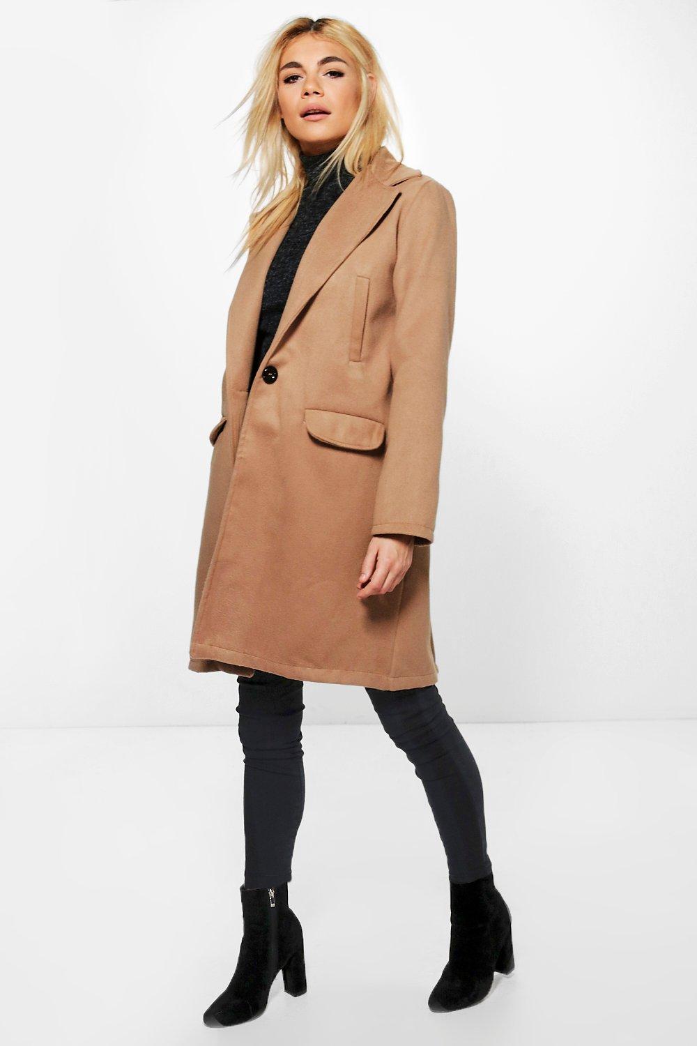 Camel shop boyfriend coat