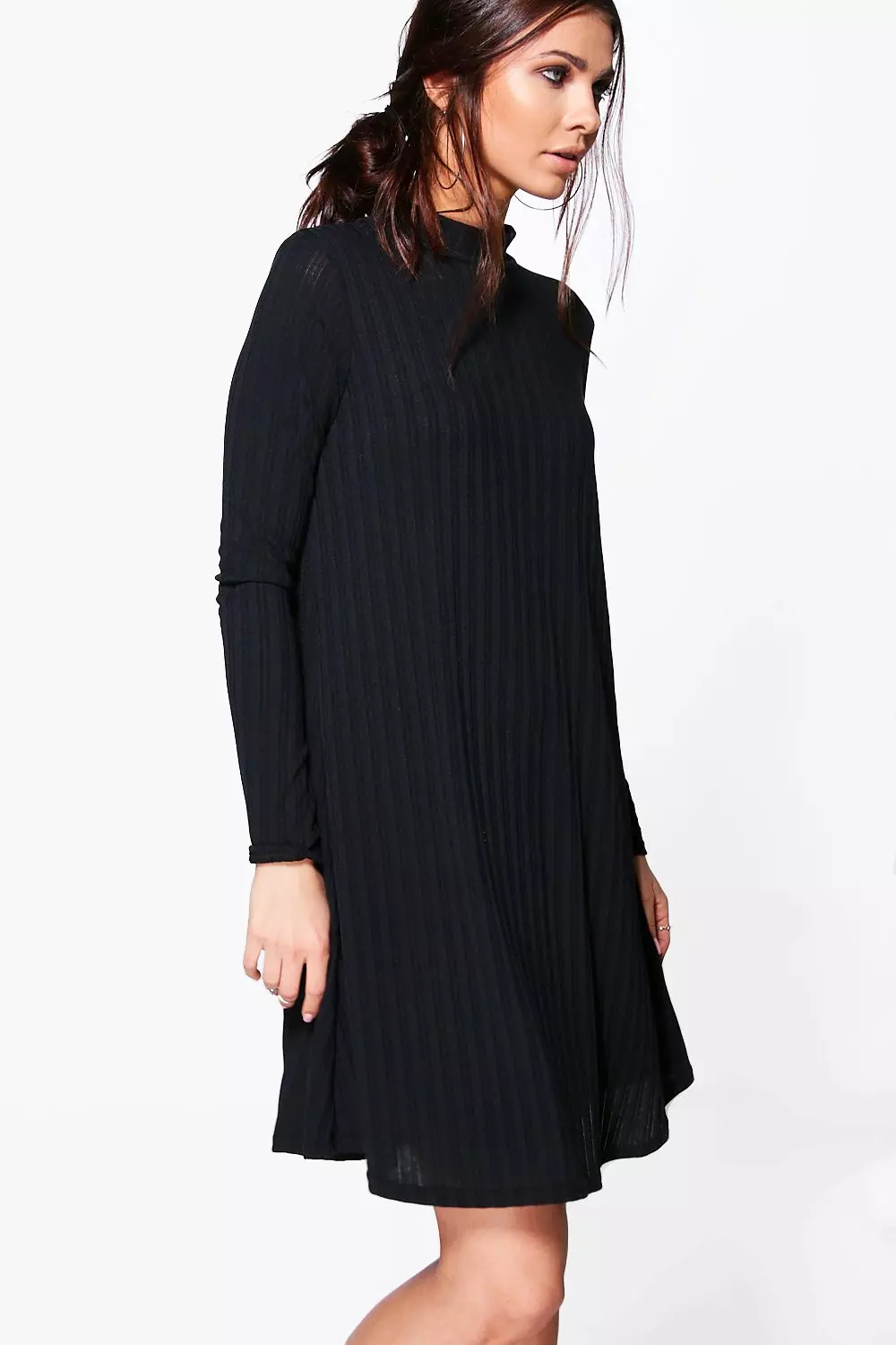 Black knit hot sale swing dress