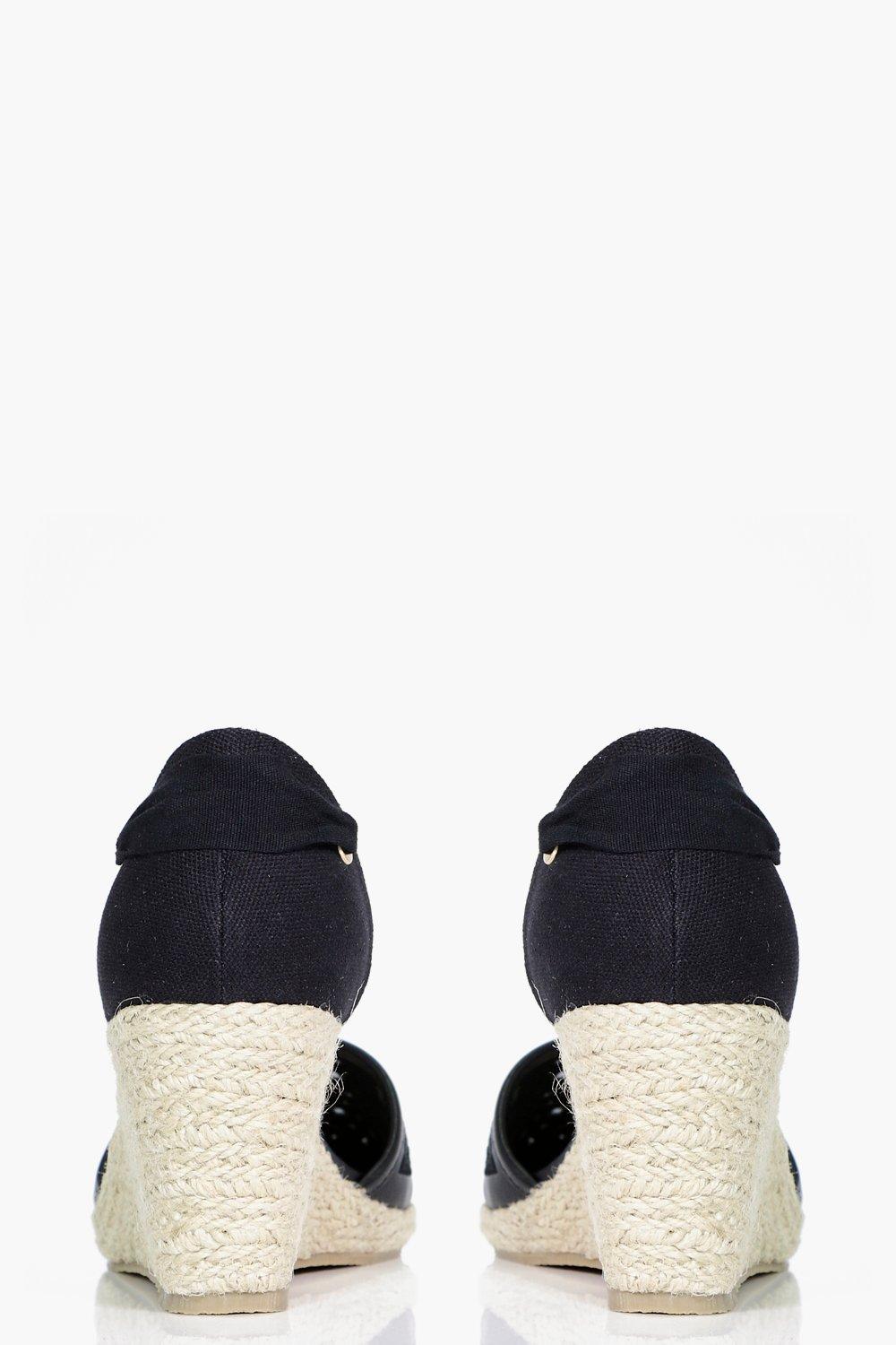 Olivia Lace Toe Ribbon Tie Espadrille Wedge boohoo AU