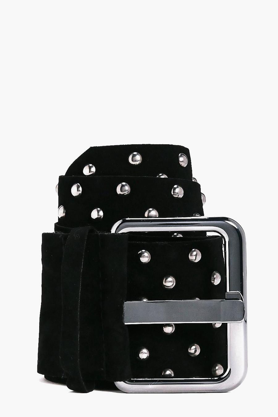 cinturón de tipo fajín con tachuelas lola, Negro image number 1