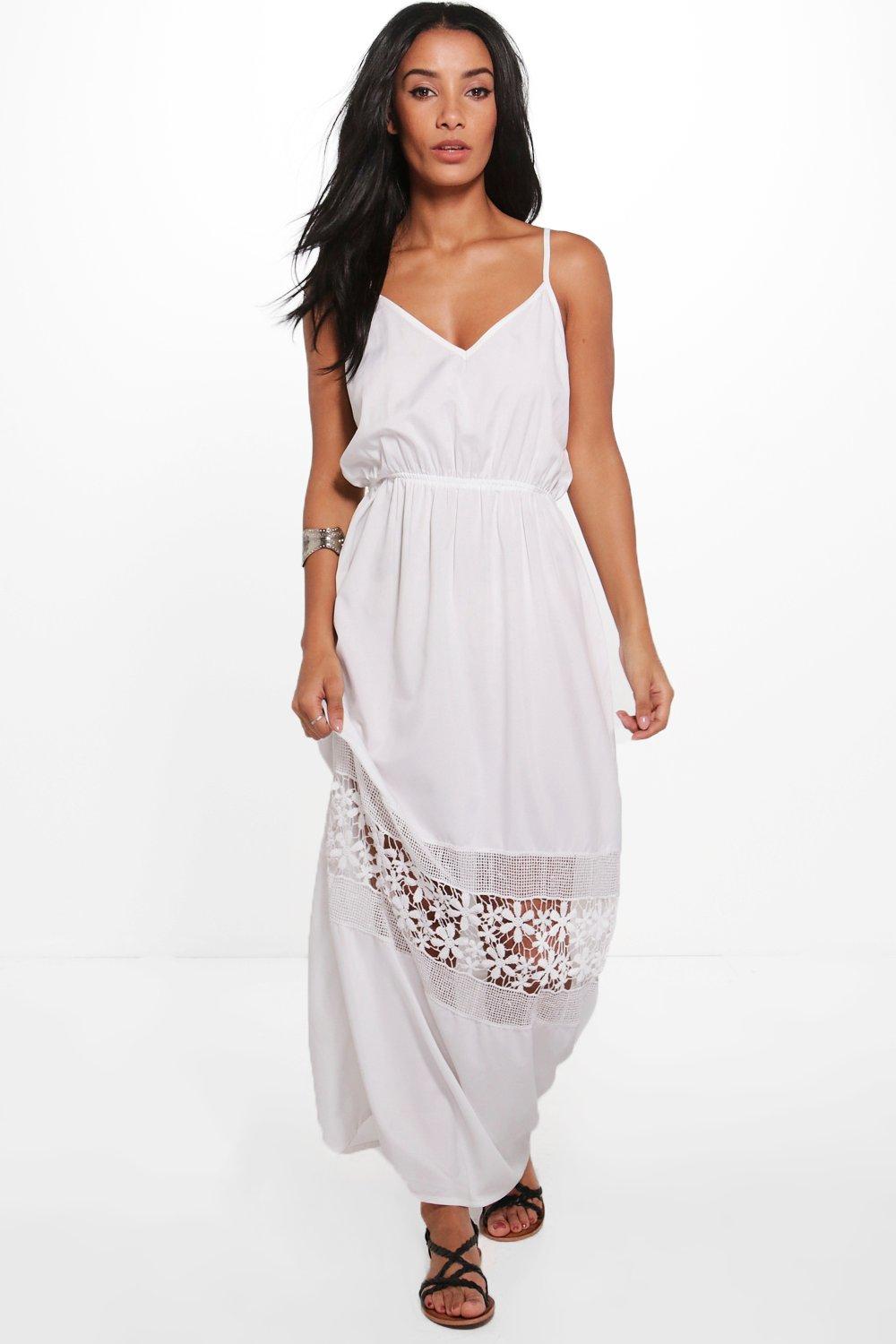 crochet trim maxi dress