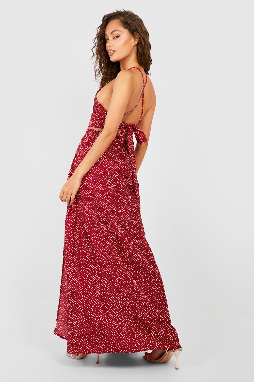 Woven Printed Crop Maxi Skirt Two Piece Set boohoo