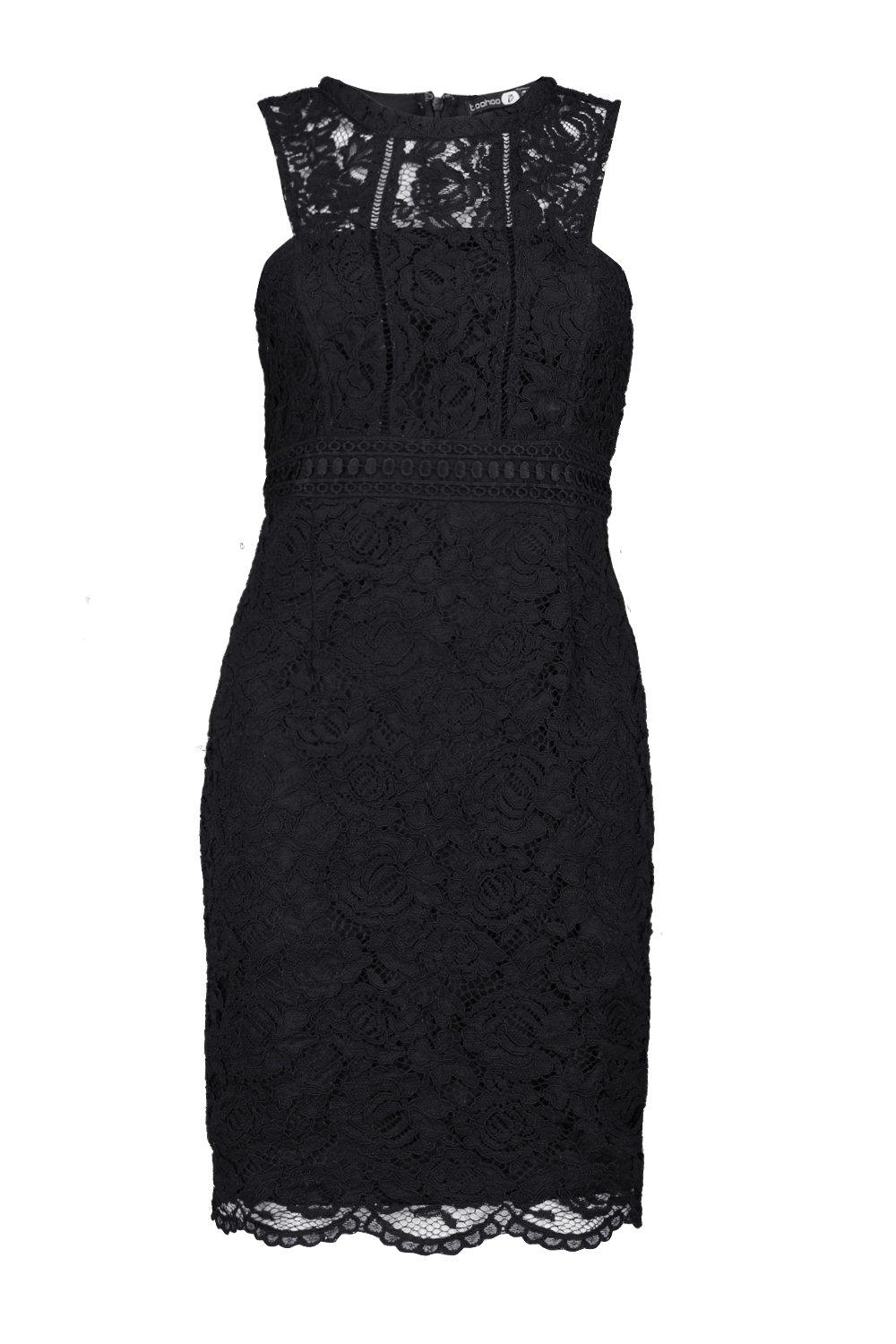 boutique lace racer neck bodycon dress