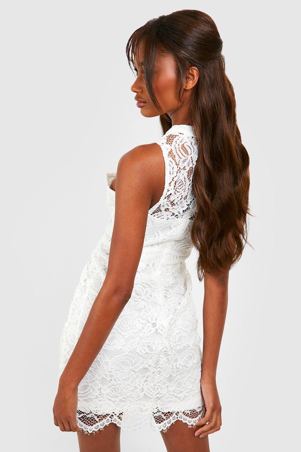 White lace outlet mini bodycon dress