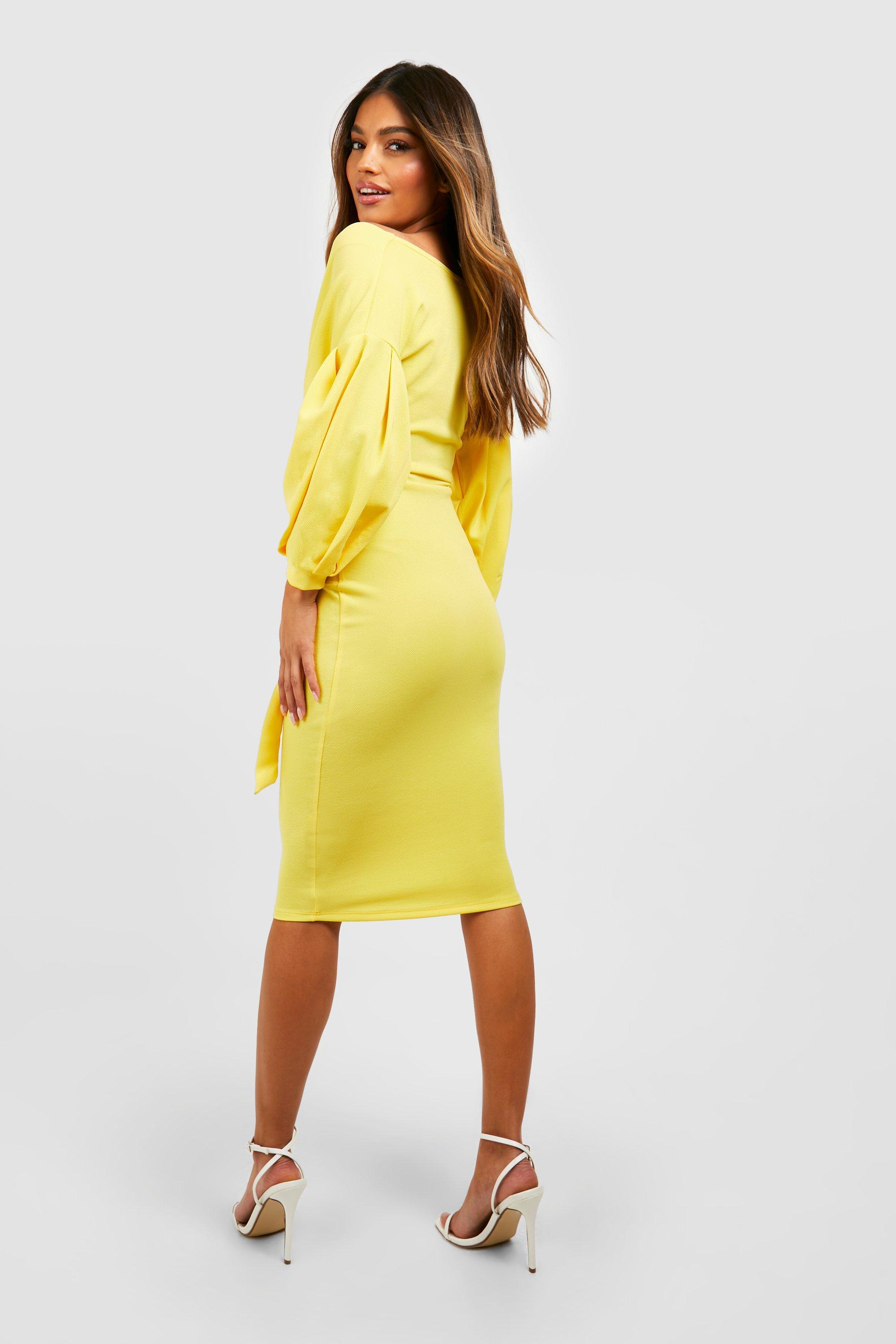 off the shoulder wrap midi dress boohoo