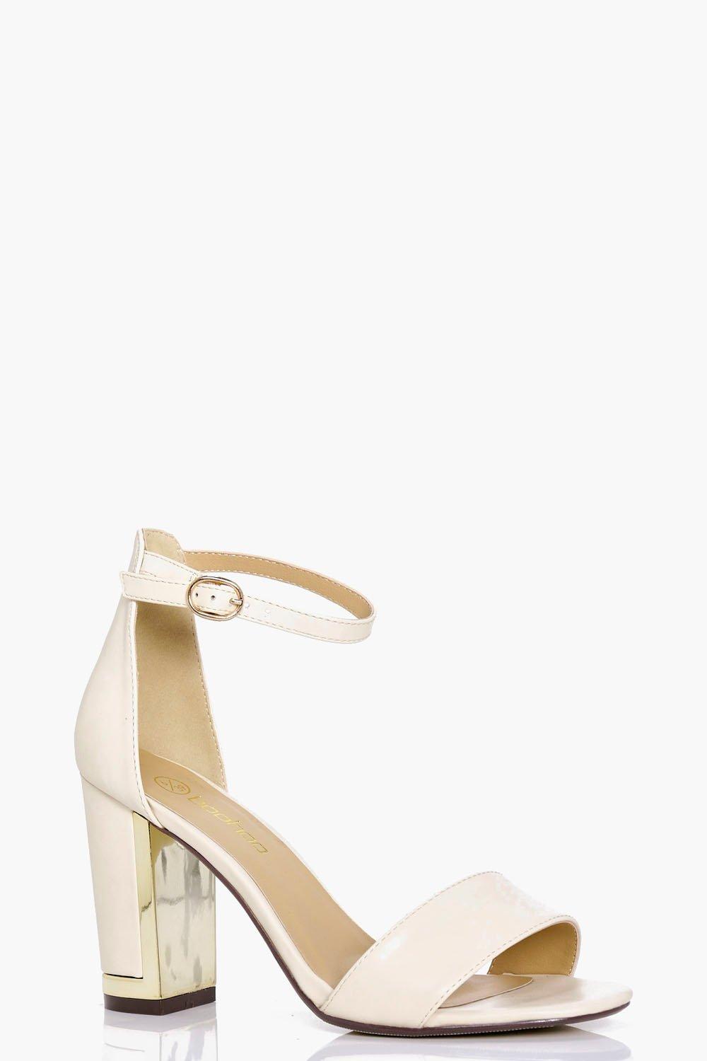 wide fit gold block heels