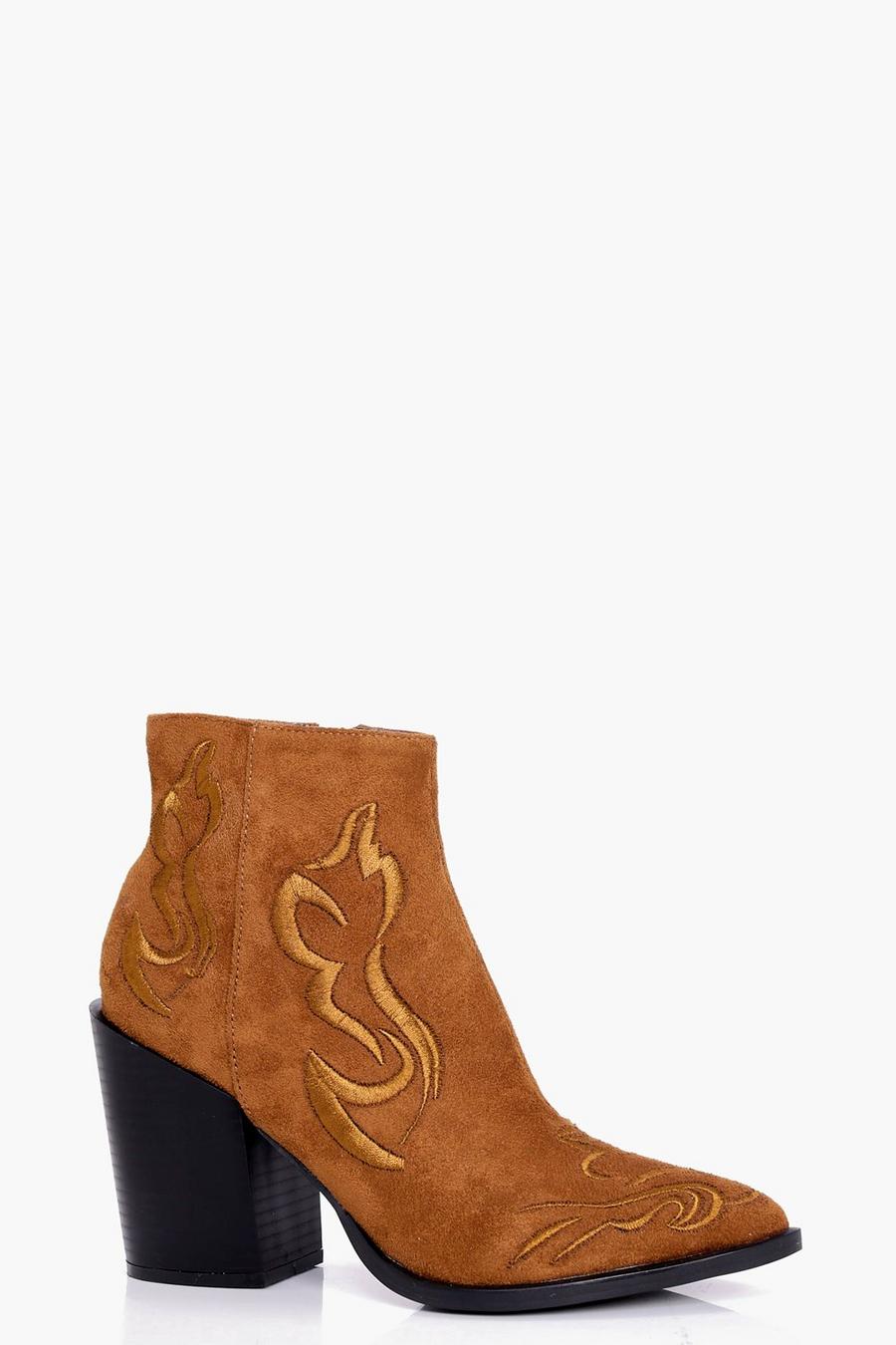 Tan brown Lola Stitch Detail Western Boots image number 1