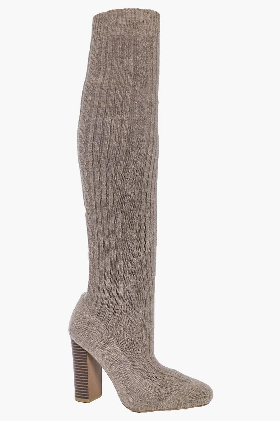 Stone Annie Knitted Over The Knee Boot image number 1