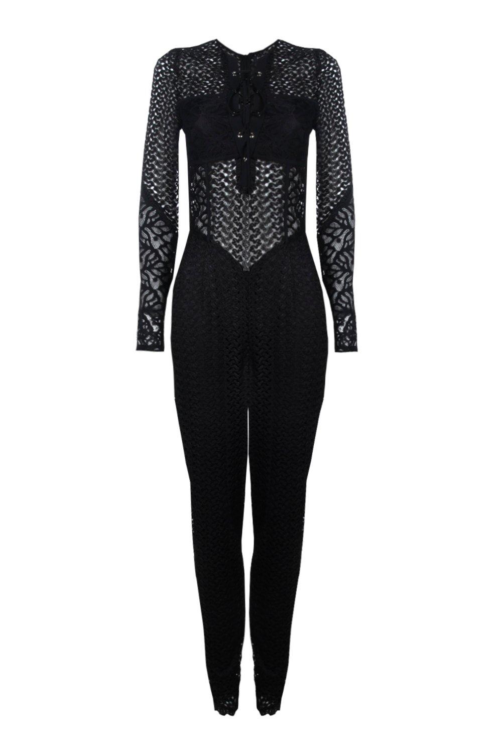 boohoo lace jumpsuit