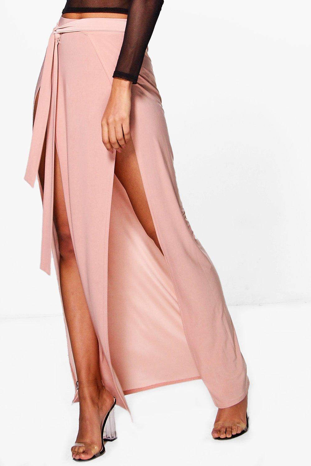 double thigh split maxi skirt