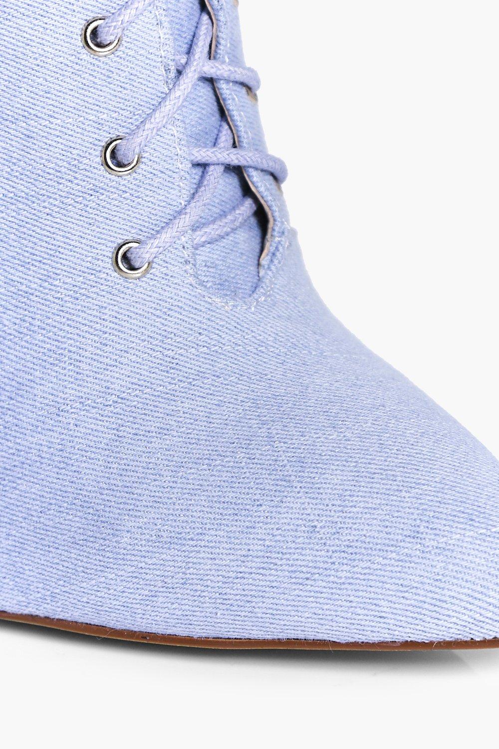 Denim lace hot sale up boots