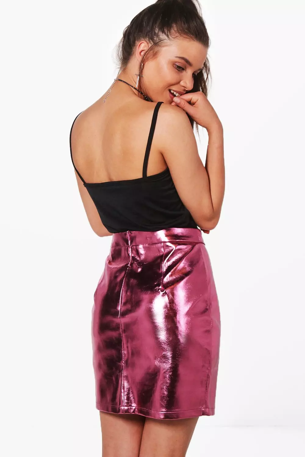 Pink metallic hotsell skirt boohoo