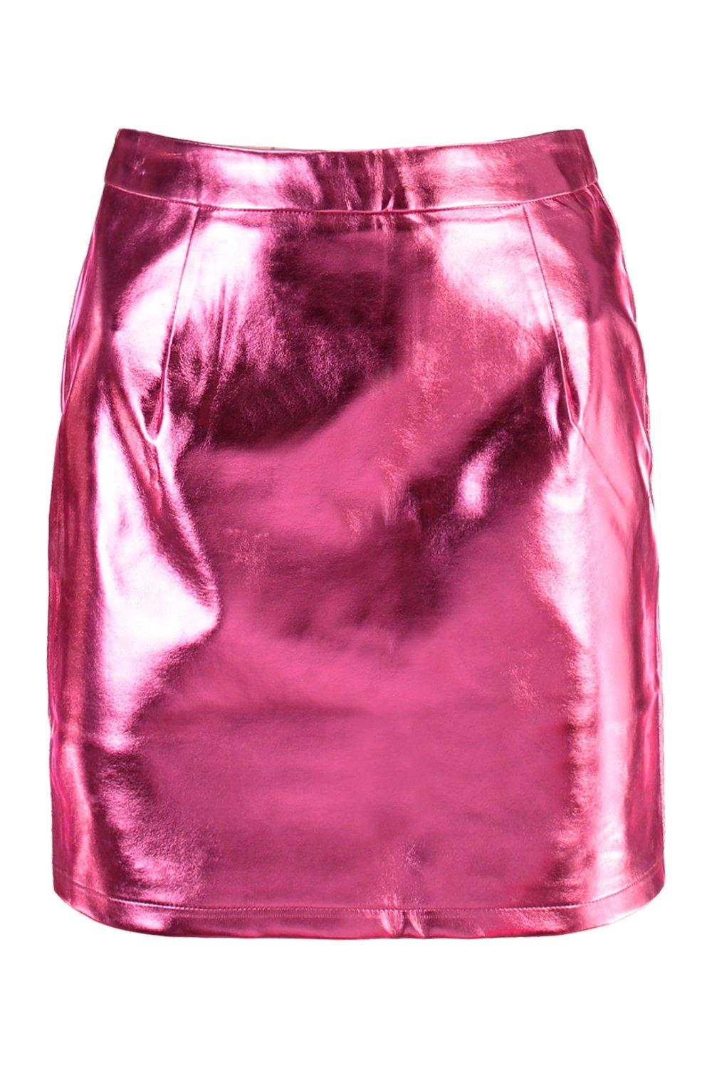 pink metallic skirt boohoo