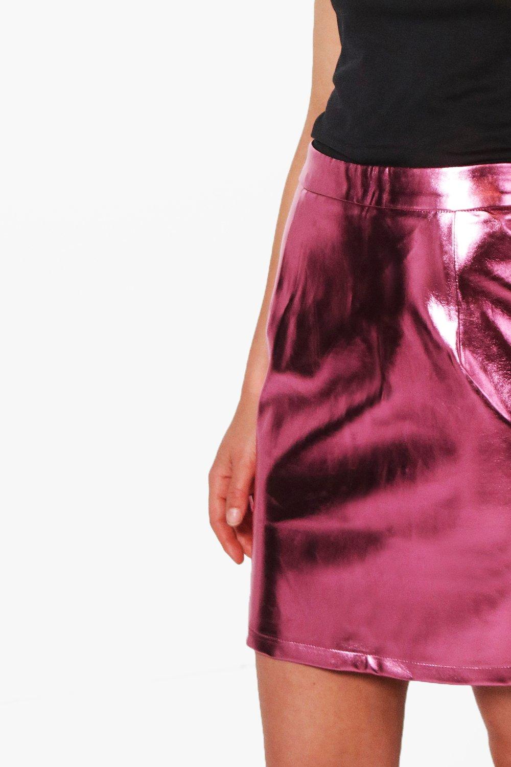 pink metallic skirt boohoo