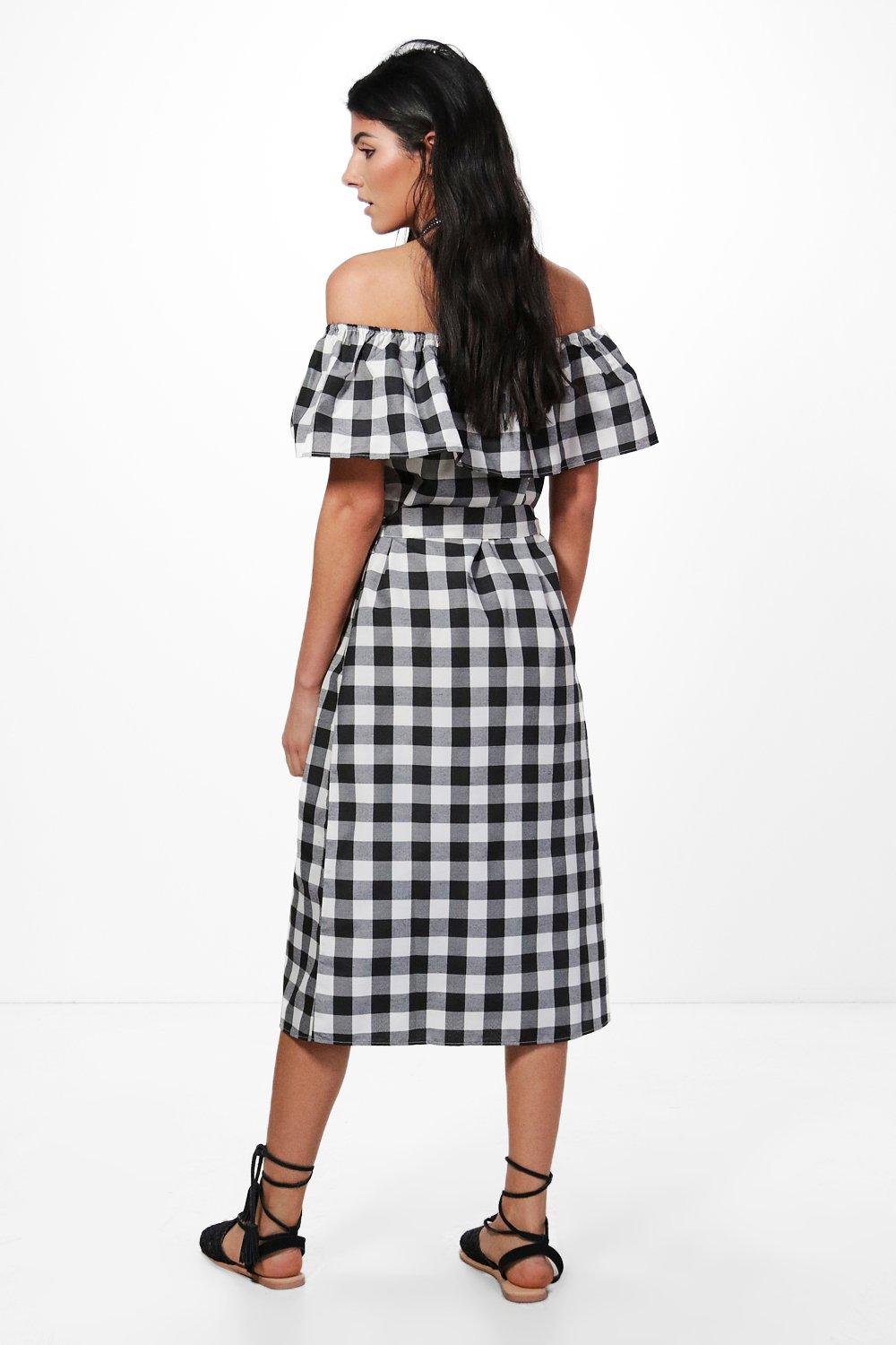 Off the shoulder gingham dress sale