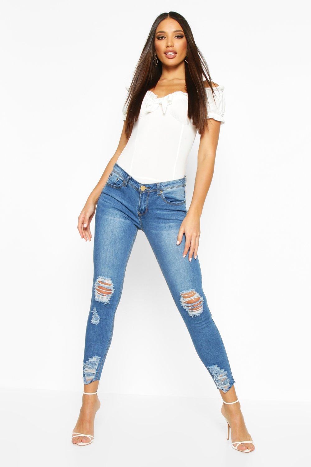 distressed ankle jeans