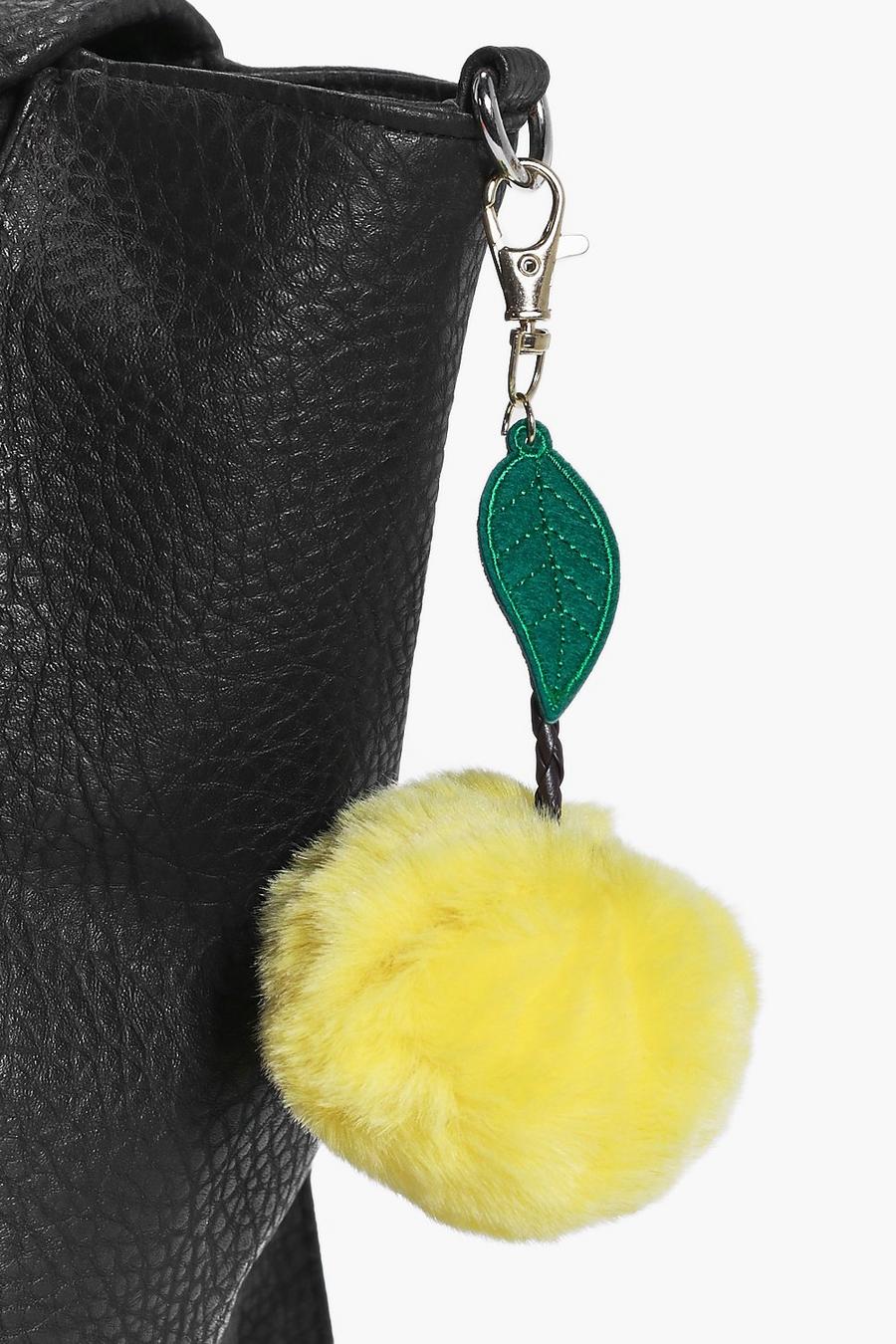 Yellow Fruit Faux Fur Pom Keychain image number 1