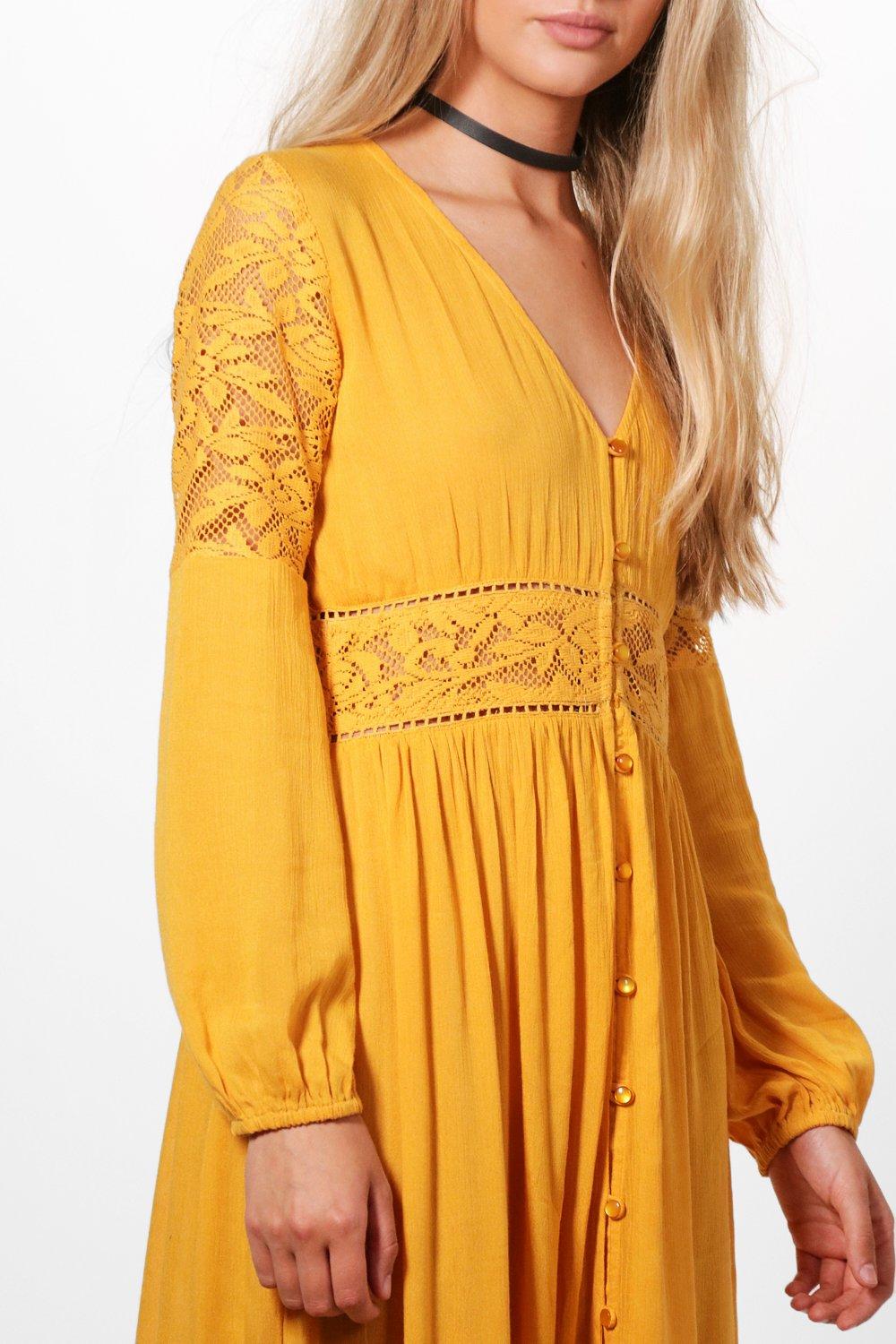 Paige Lace Insert Western Maxi Dress