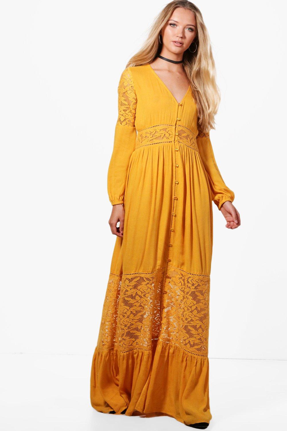 boohoo yellow lace dress