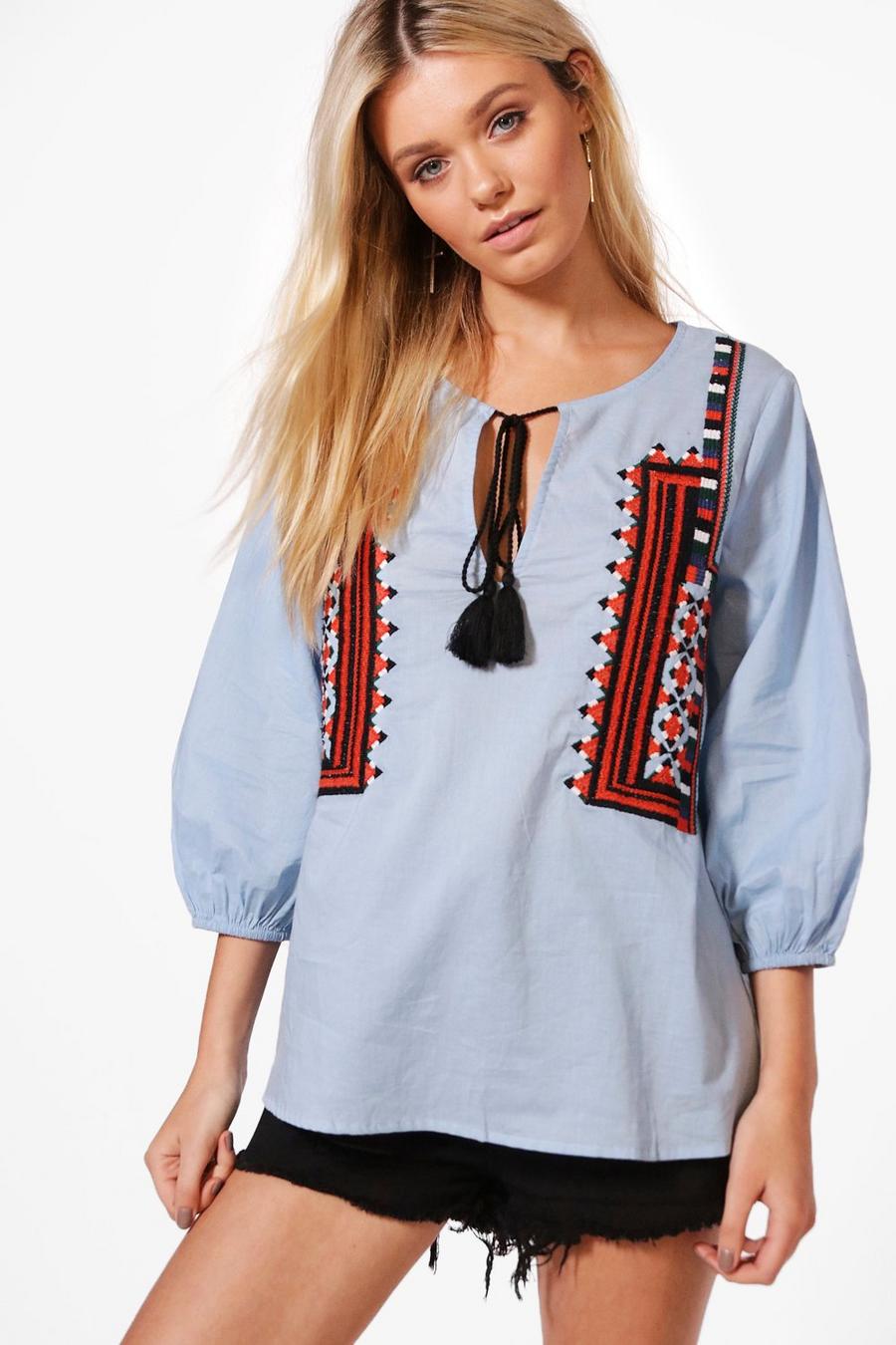 Bethany Boutique Embroidered Smock Top image number 1