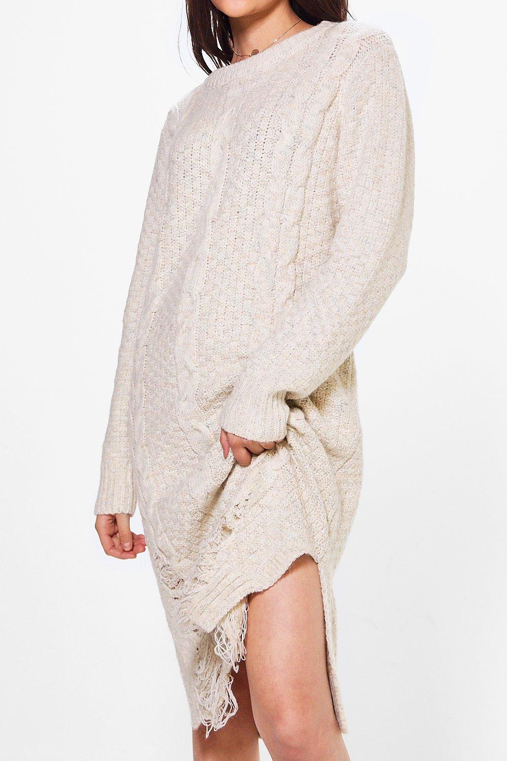 oversized cable knit dress