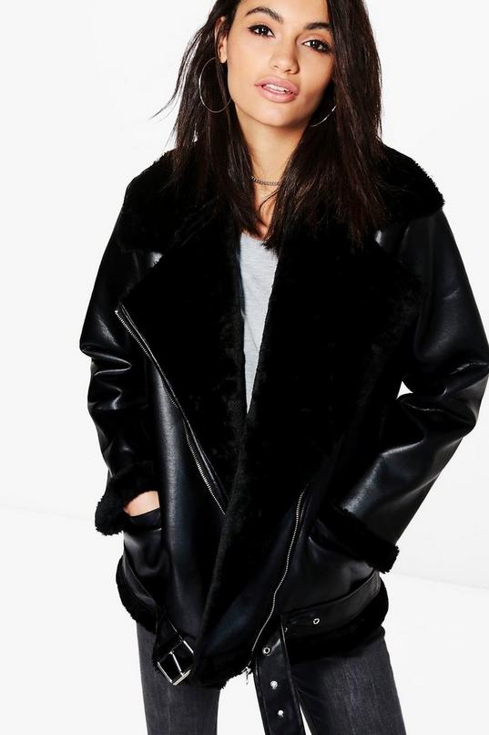 Women's Isabella Boutique Faux Fur Lined Aviator | Boohoo UK