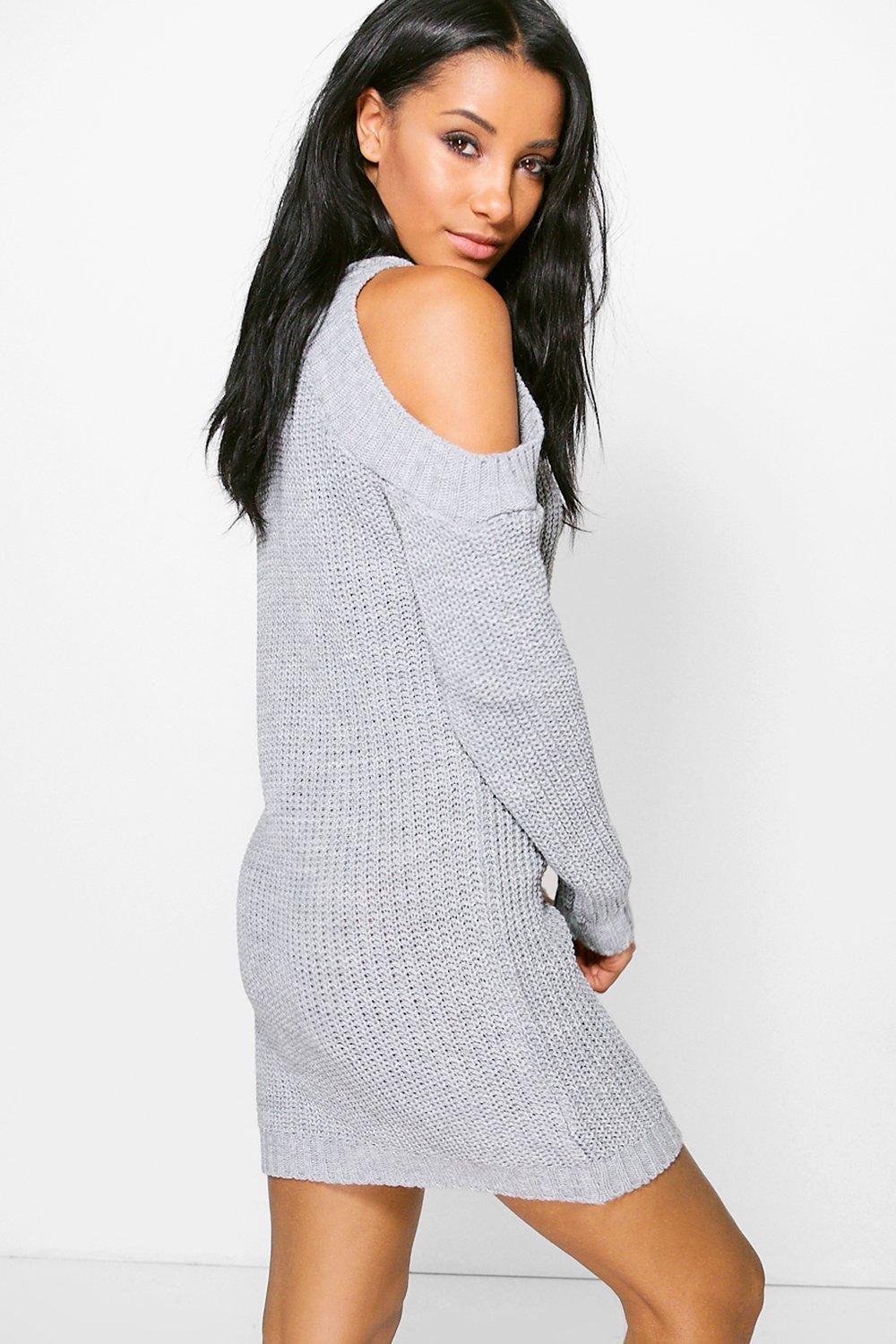 oversized jumper dress off shoulder