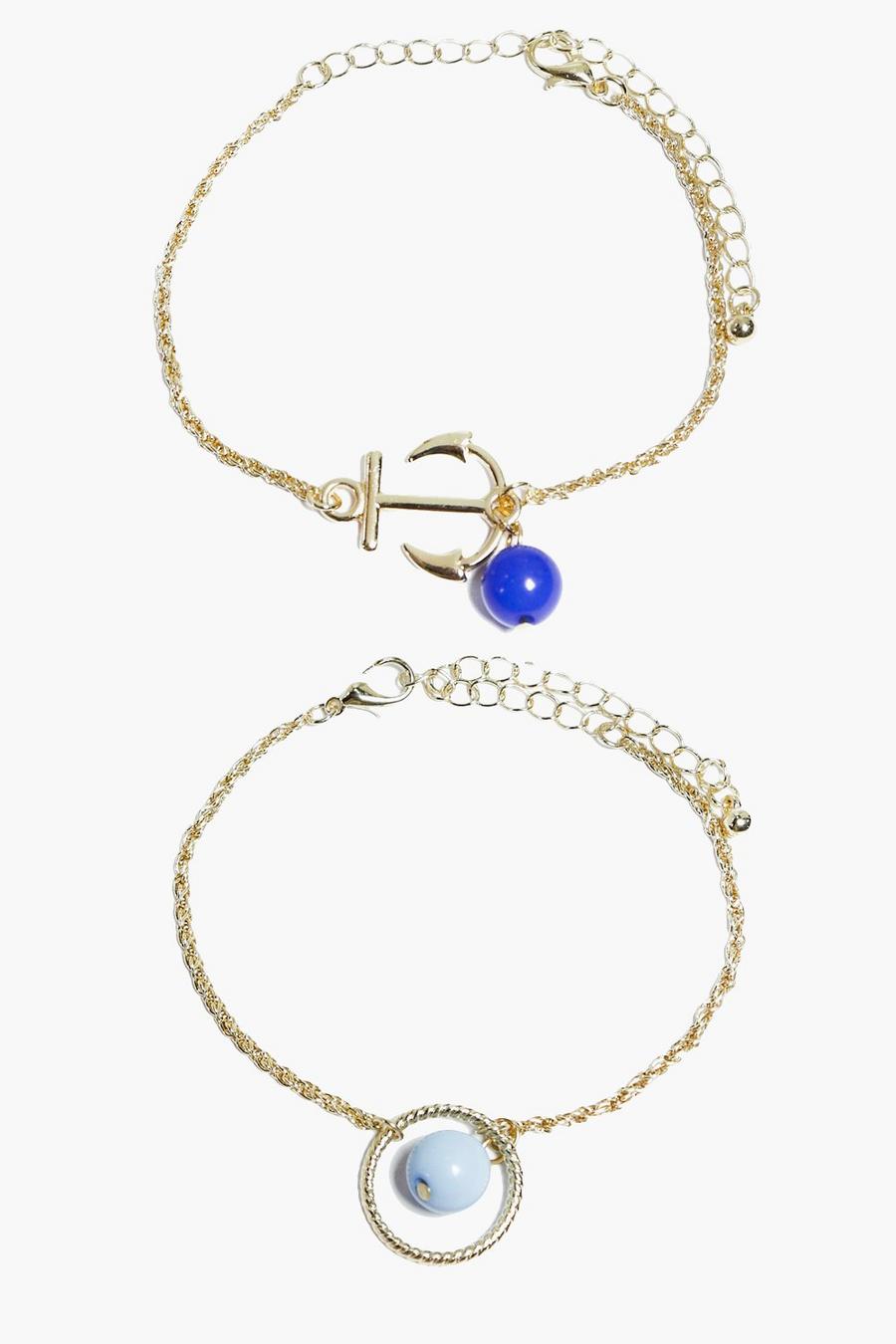 Gold metallic Annabelle Anchor Pendant Fine Bracelet Pack image number 1