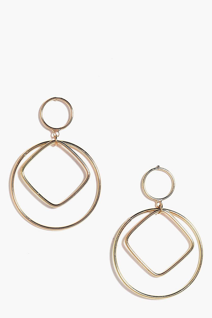 Gold metallic Zoe Geometric Double Circle Earrings image number 1